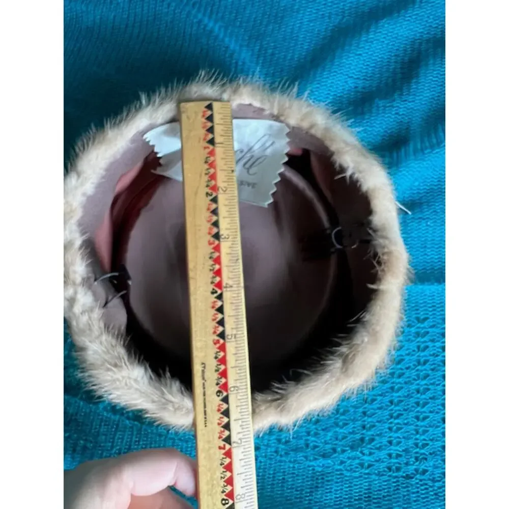 Vintage pill box hat fur with combs - Picture 8 of 11